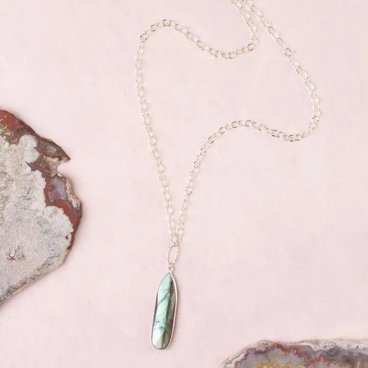 Celestial 16 or 32" Labradorite Bezel Statement Necklace